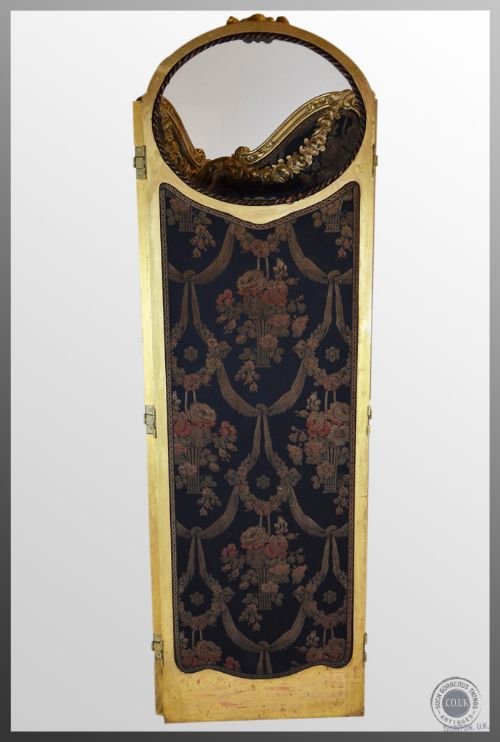 fig 3. Antique Gilt Screen Folding French Period Triple Fold Panel Room Divider c1850