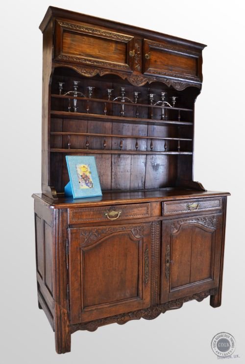 Antique Oak & Walnut French Country Dresser Kitchen Buffet Display Cabinet C1800