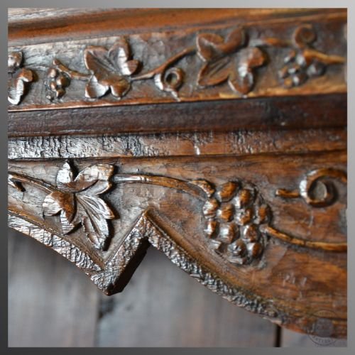 fig 3. Antique Oak & Walnut French Country Dresser Kitchen Buffet Display Cabinet c1800