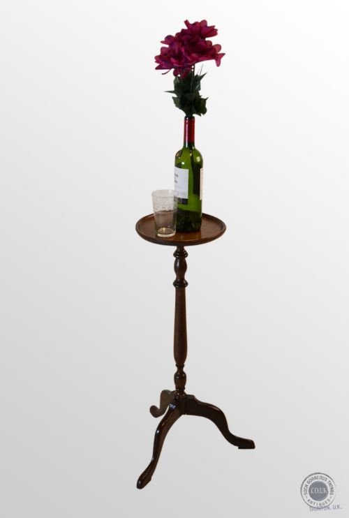 Antique Wine Table Torchere Stand Plant Lamp Tripod Mahogany C1900