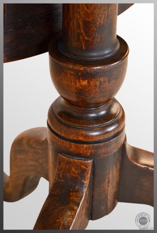 fig 2. Antique Oak English Georgian Tripod Table Wine Lamp Side Occasional Round c1780