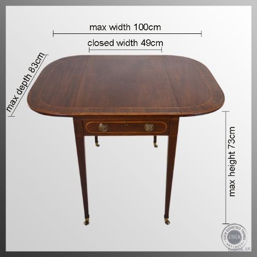 fig 1. Antique Pembroke Sofa Writing Table Boxwood & Ebony Inlay English Georgian c1790
