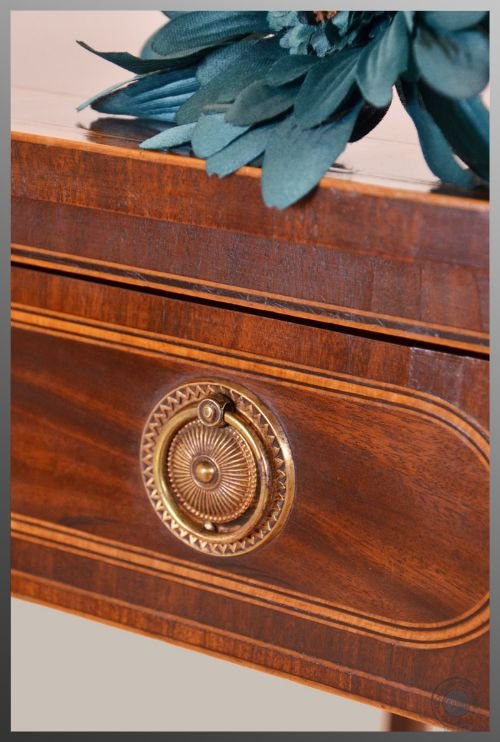 fig 2. Antique Pembroke Sofa Writing Table Boxwood & Ebony Inlay English Georgian c1790