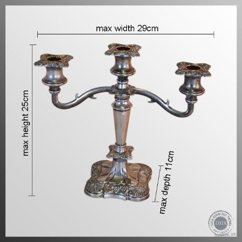 fig 1. Candelabra Set of Four Silver Plated Triple Candle Sticks English Edwardian