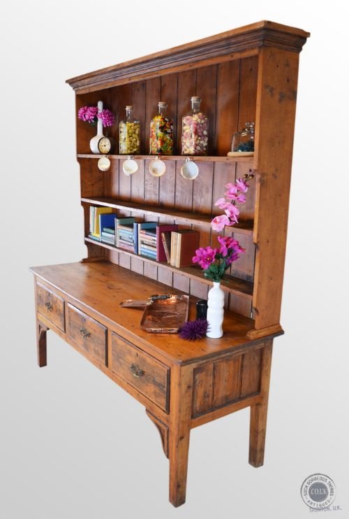 Antique Victorian Pine Dresser Welsh Country Kitchen Cabinet C1900