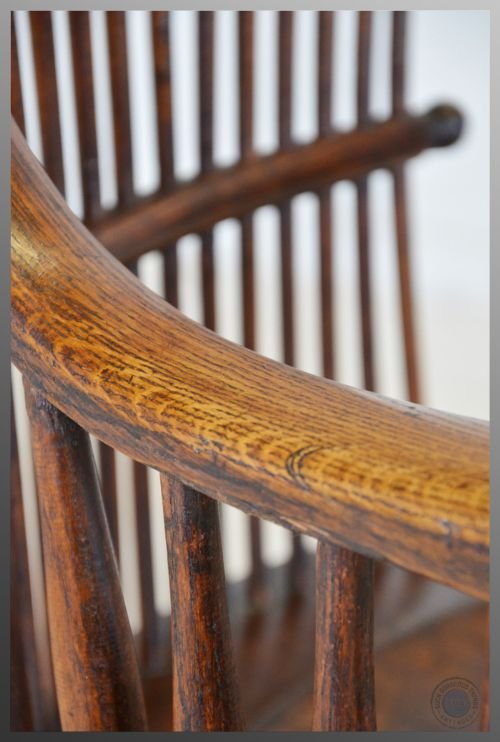 fig 2. Antique Windsor Wide Seat Reading Oak Chair Country Kitchen Armchair c1870