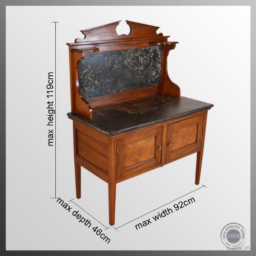 fig 1. Antique Wash Stand Marble Top Late Victorian Washstand Vanity Table c1900