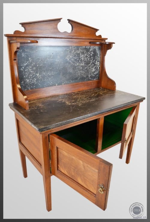 fig 2. Antique Wash Stand Marble Top Late Victorian Washstand Vanity Table c1900