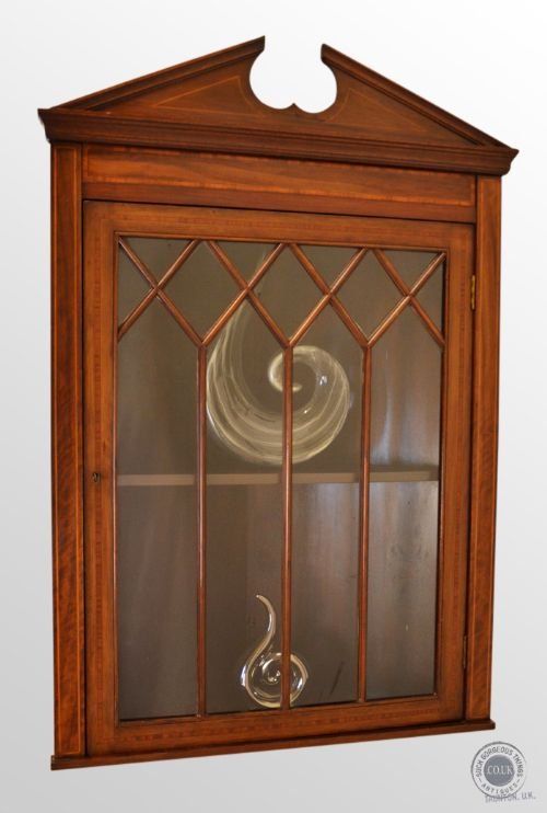 Antique Inlaid Corner Cupboard Glazed Display Cabinet English Edwardian C1910