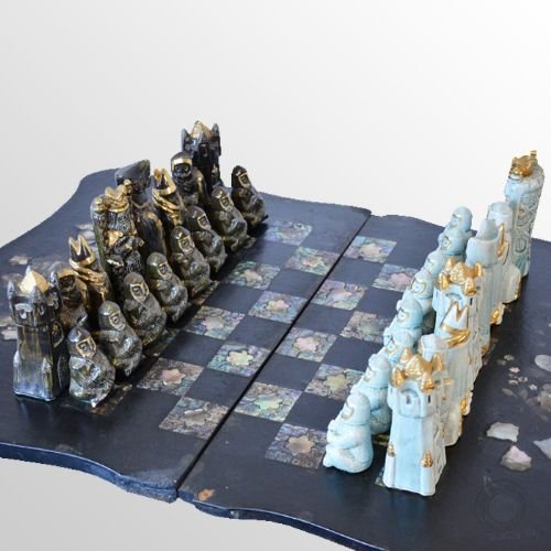 Art Deco Period Chess Set Porcelain China Pieces Gilt & Ceramic C1930