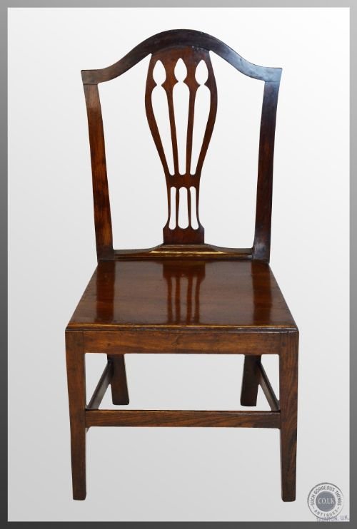 fig 2. Antique English Georgian Oak Chair Hepplewhite Camel Back c1800