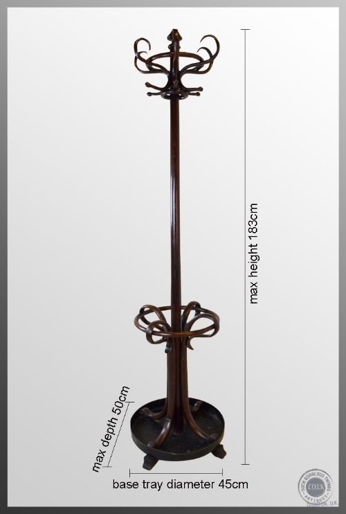 fig 1. Antique Hall Hat & Stick Stand Coat Rack Cloak Hook Umbrella Bentwood c1890