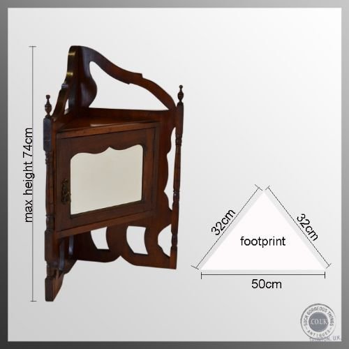 fig 1. Antique Corner Cupboard Small Mirror Display Cabinet English Edwardian c1910