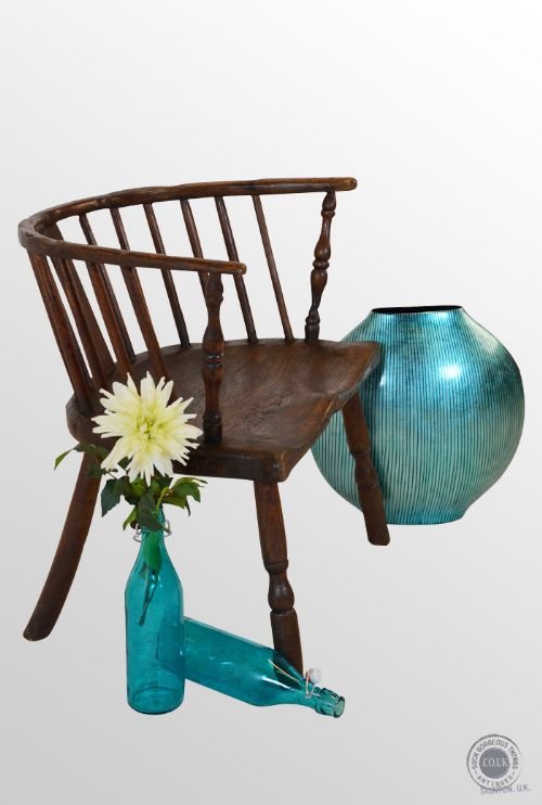 Antique Welsh Stick Chair Windsor Broad Country Armchair Elm & Ash C1800
