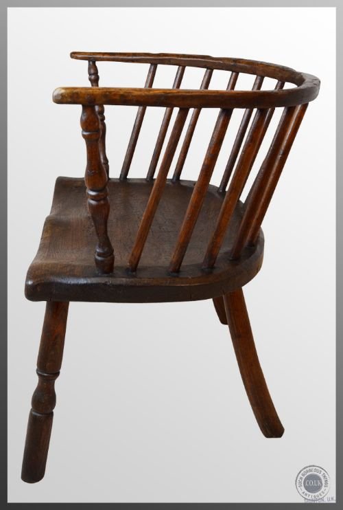 fig 2. Antique Welsh Stick Chair Windsor Broad Country Armchair Elm & Ash c1800