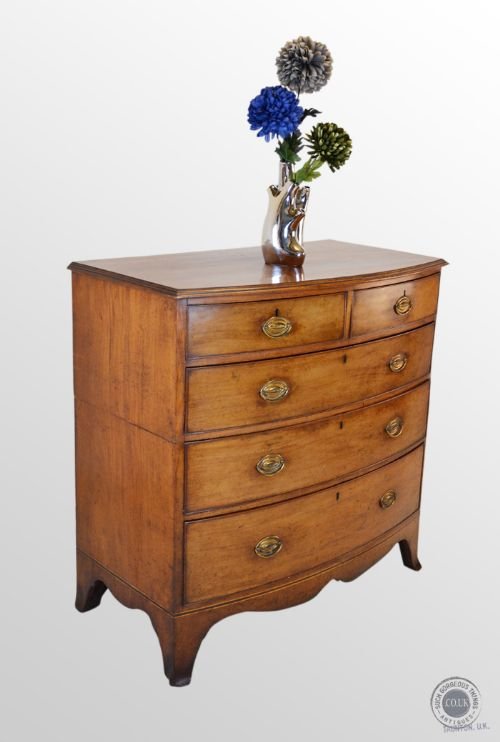 Antique Bow Fronted Chest of Drawers Regency 2 Piece Split Mahogany C1820