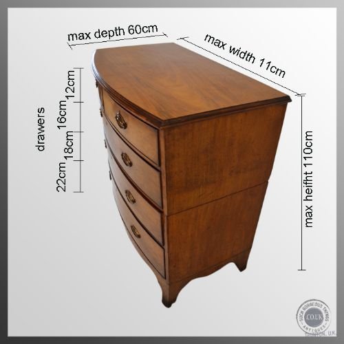 fig 1. Antique Bow Fronted Chest of Drawers Regency 2 Piece Split Mahogany c1820