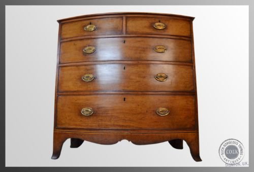 fig 3. Antique Bow Fronted Chest of Drawers Regency 2 Piece Split Mahogany c1820
