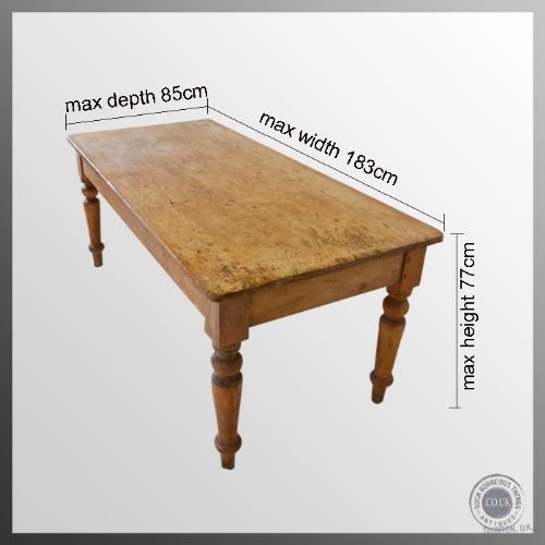 fig 1. Antique Original Victorian Pine Kitchen Dining Table 4 - 8 Seater c1890