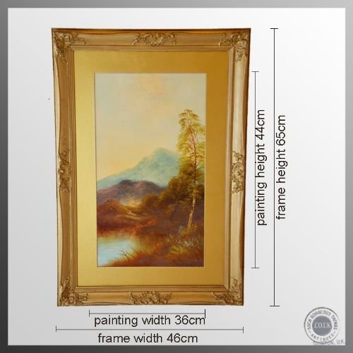 fig 1. Antique Art Oil Painting on Board Scottish Highland Landscape Scene c1900