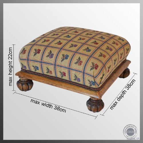 fig 1. Antique Footstool Gout Stool Upholstered Foot Rest English William IV c1835