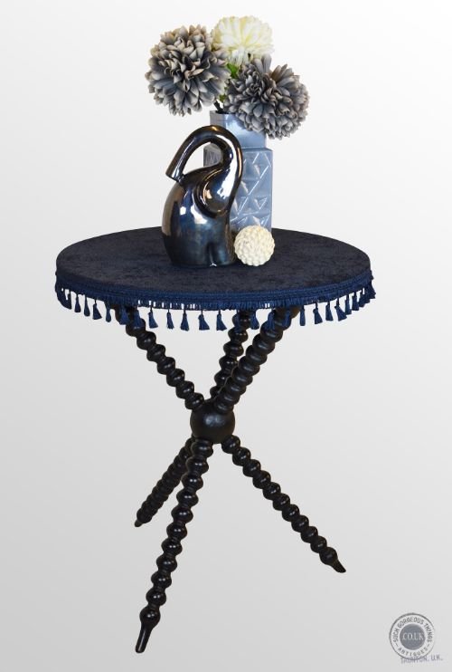 Antique Gypsy Wine Lamp Side Occasional Round Tripod Table - C1870