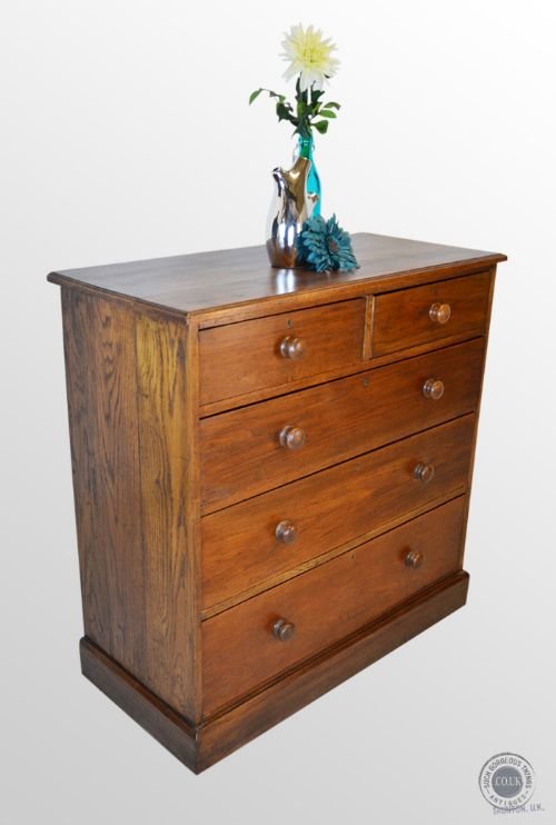 Antique Oak Chest Drawers Large Edwardian English Tallboy C1910