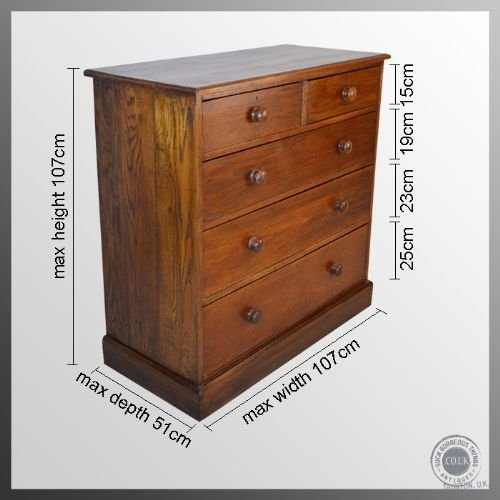 fig 1. Antique Oak Chest Drawers Large Edwardian English Tallboy c1910