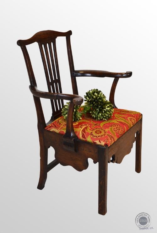 Antique Armchair Oak Elbow Chair Chippendale Period English Georgian C1760