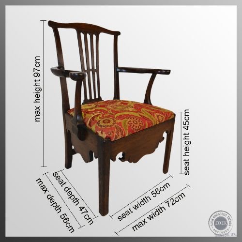 fig 1. Antique Armchair Oak Elbow Chair Chippendale Period English Georgian c1760