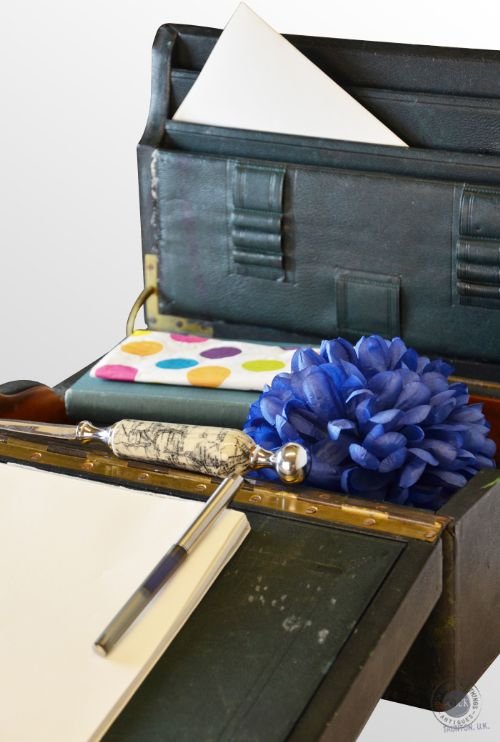 Antique Desk Set Writing Leather Companion Box Slope by Lund of London C1900