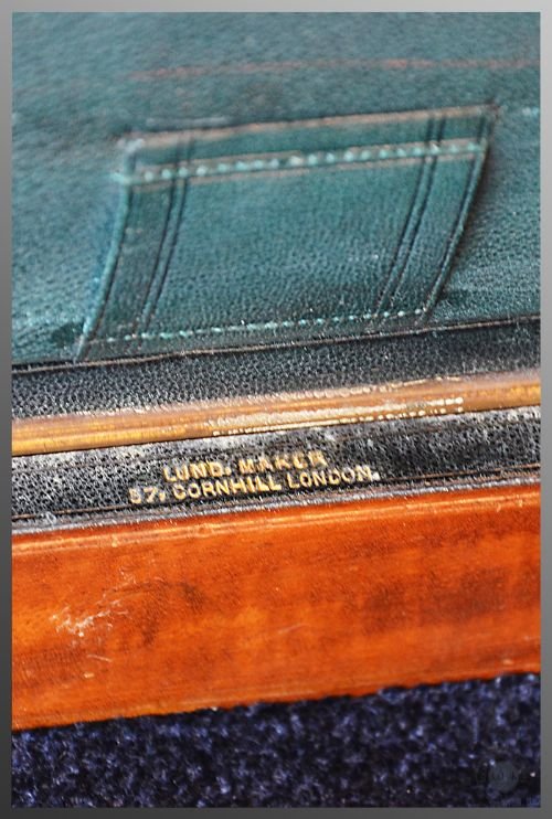 fig 2. Antique Desk Set Writing Leather Companion Box Slope by Lund of London c1900