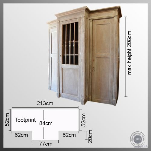 fig 1. Antique French Cabinet Confessional Booth Wardrobe Kitchen Larder Cupboard c1850