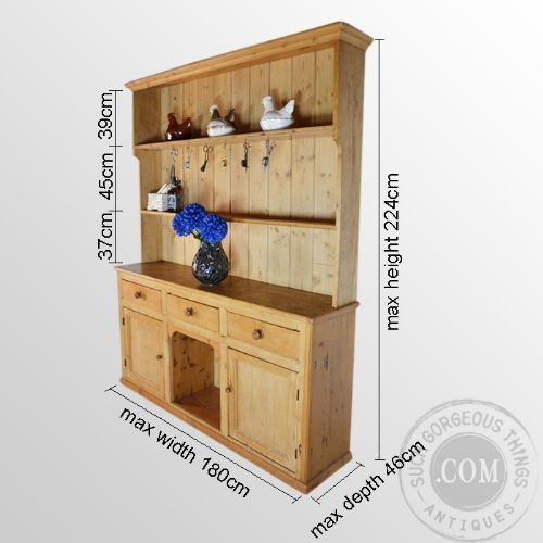 fig 1. Antique Victorian Pine Dresser Welsh Country Kitchen Dog Kennel Cabinet c1900