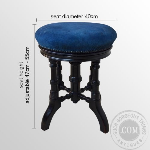 fig 1. Antique Piano Music Dressing Stool Seat Height Adjustable Aesthetic Period c1890