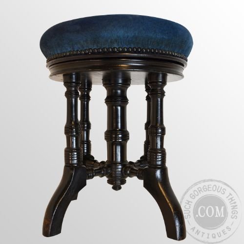 fig 3. Antique Piano Music Dressing Stool Seat Height Adjustable Aesthetic Period c1890