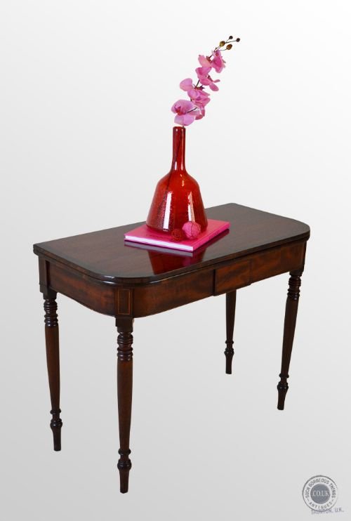 Antique English Folding Tea Games Sofa Card Table Mahogany Regency Period C1820