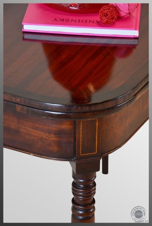 fig 2. Antique English Folding Tea Games Sofa Card Table Mahogany Regency Period c1820