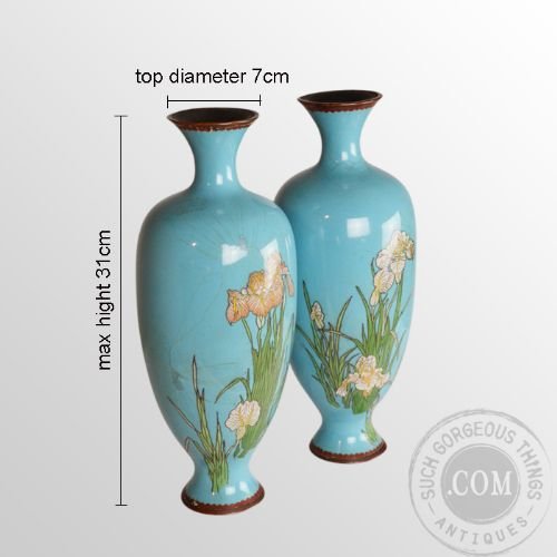 fig 1. Antique Art Nouveau Cloisonne Vase Cloisonné Pair of Baluster Vases c1900