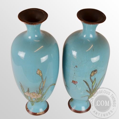 fig 2. Antique Art Nouveau Cloisonne Vase Cloisonné Pair of Baluster Vases c1900