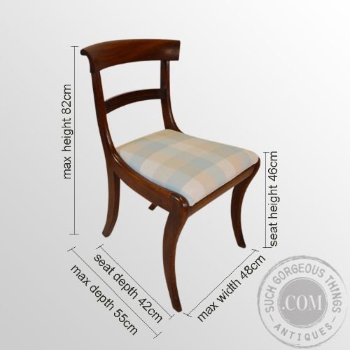 fig 1. Antique Set 4 Four Fine English Regency Sabre Leg Mahogany Dining Chairs c1830