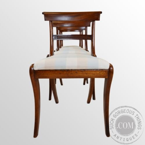 fig 2. Antique Set 4 Four Fine English Regency Sabre Leg Mahogany Dining Chairs c1830