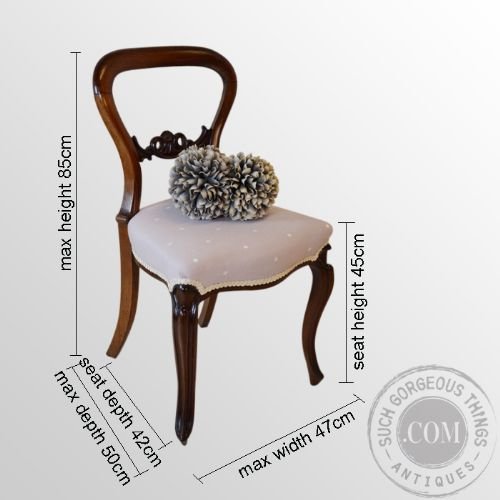 fig 1. Antique Set 4 Four Fine Victorian Balloon Back Cabriole Leg Dining Chairs c1850