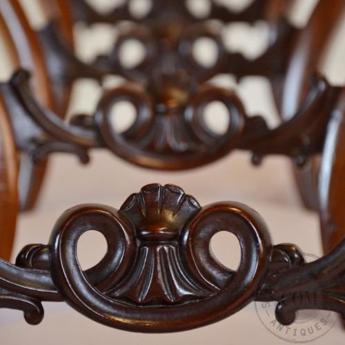 fig 2. Antique Set 4 Four Fine Victorian Balloon Back Cabriole Leg Dining Chairs c1850