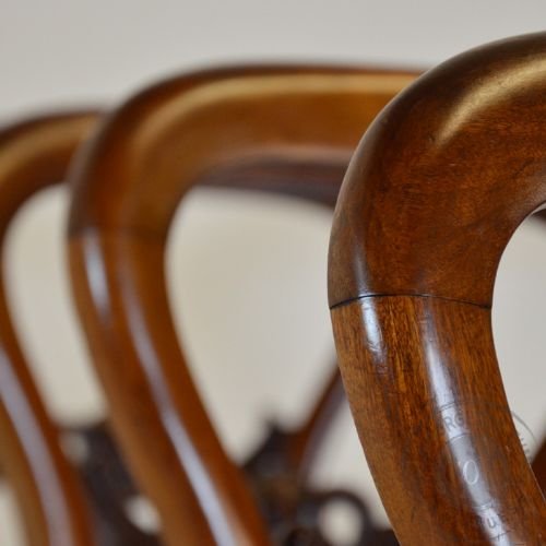 fig 3. Antique Set 4 Four Fine Victorian Balloon Back Cabriole Leg Dining Chairs c1850