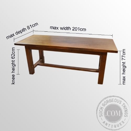 fig 1. Antique Oak French Kitchen Dining Refectory Farmhouse Table 6 - 8 Seater c1910