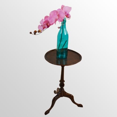 Antique Oak Wine Lamp Side Occasional Tripod Table Late Victorian C1900