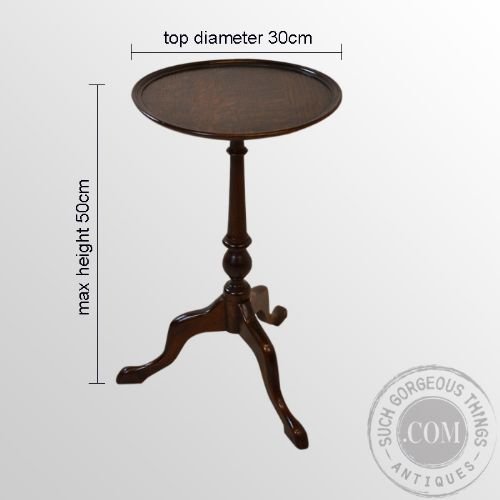 fig 1. Antique Oak Wine Lamp Side Occasional Tripod Table Late Victorian c1900