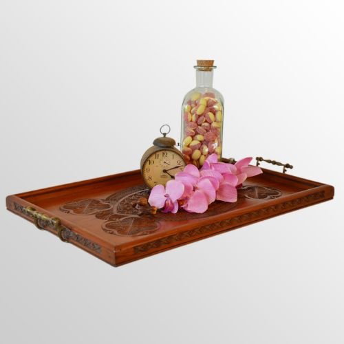 Antique Art Nouveau Large Wooden Cedar Serving Butlers Tea Tray Victorian C1900