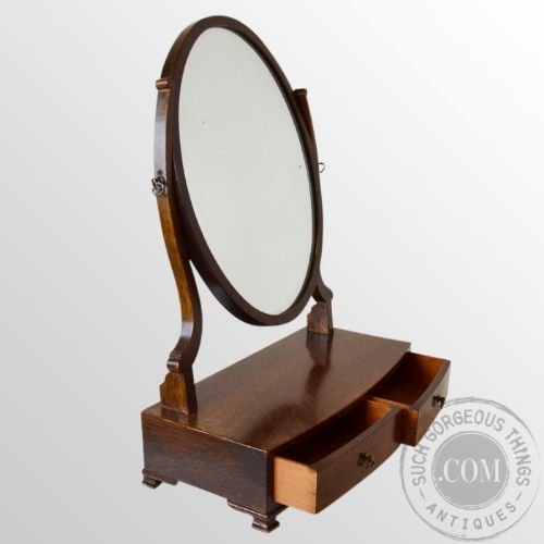 fig 2. Antique Edwardian Oval Dressing Vanity Swing Cosmetic Twin Drawer Mirror c1910
